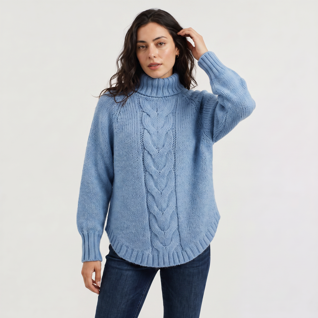 Women's Chunky Cable Knit Turtleneck Sweater