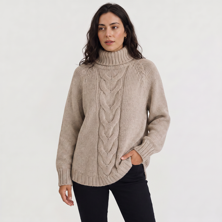 Women's Chunky Cable Knit Turtleneck Sweater