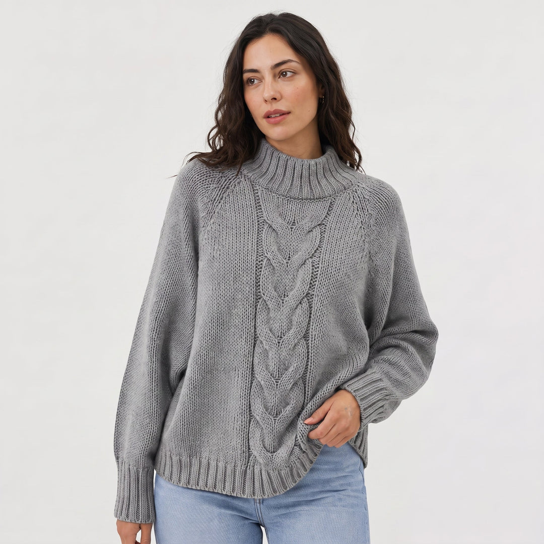 Women's Chunky Cable Knit Turtleneck Sweater