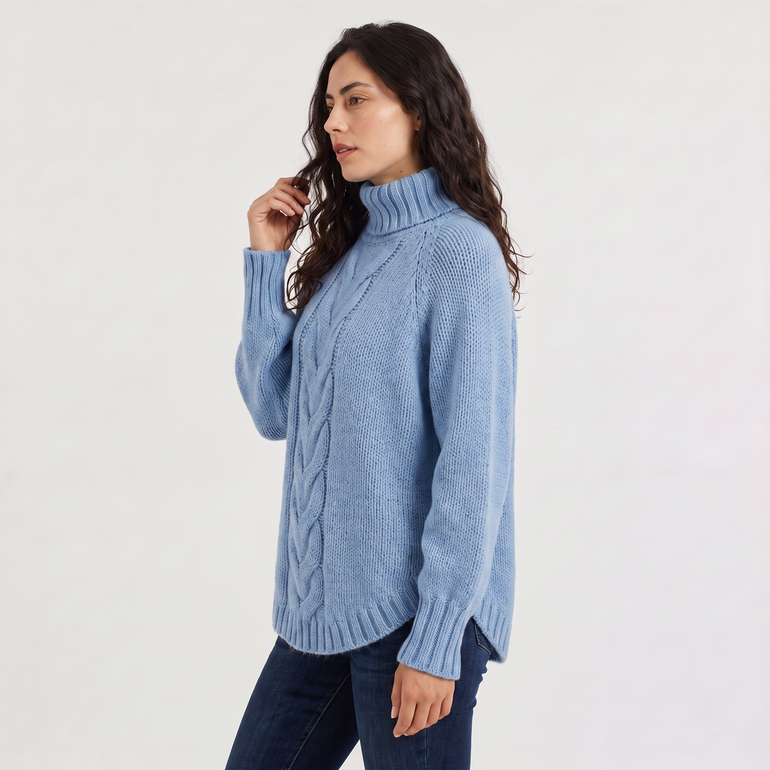 Women's Chunky Cable Knit Turtleneck Sweater