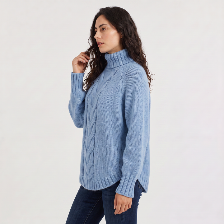 Women's Chunky Cable Knit Turtleneck Sweater
