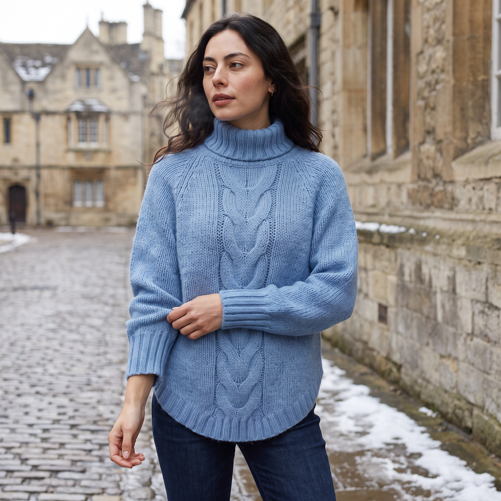 Women's Chunky Cable Knit Turtleneck Sweater