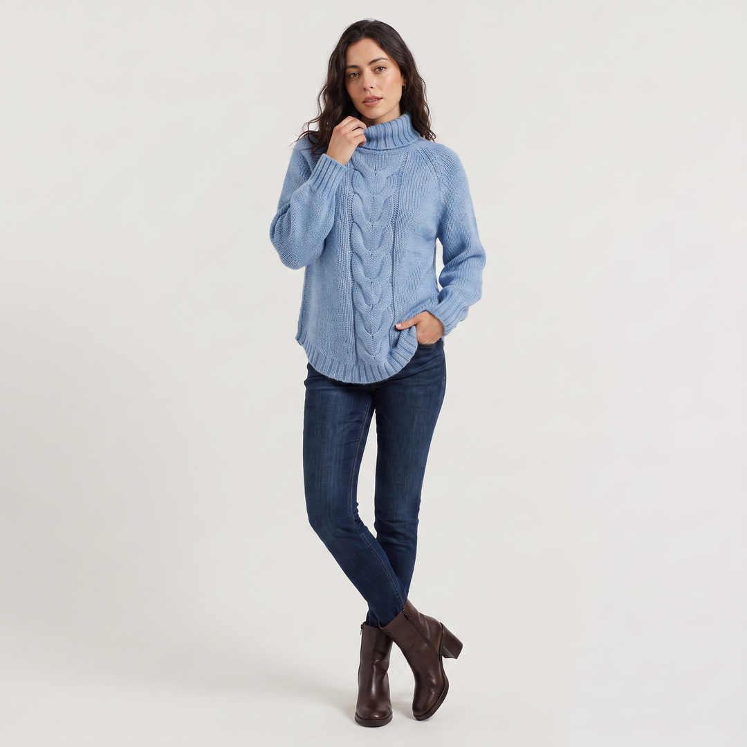 Women's Chunky Cable Knit Turtleneck Sweater