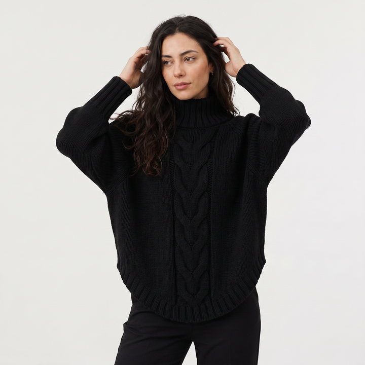 Women's Chunky Cable Knit Turtleneck Sweater