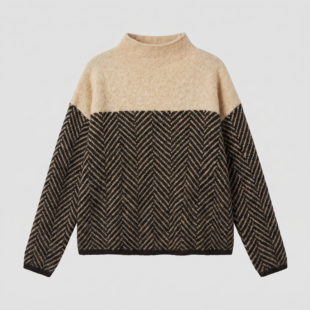 Women's Relaxed Knit Turtleneck Sweater in Beige