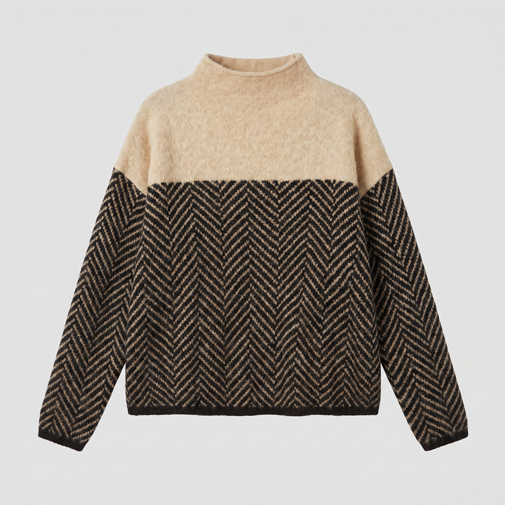 Women's Relaxed Knit Turtleneck Sweater in Beige