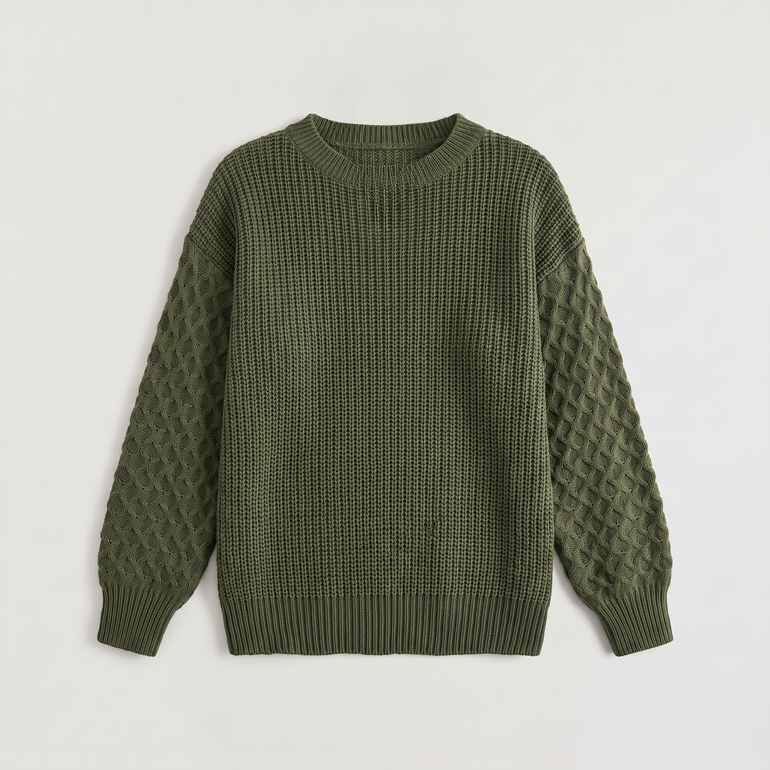 Women's Classic Textured Knit Lantern Sleeve Sweater