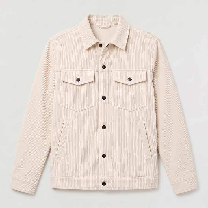 Men's Casual Corduroy Snap-Button Overshirt Jacket