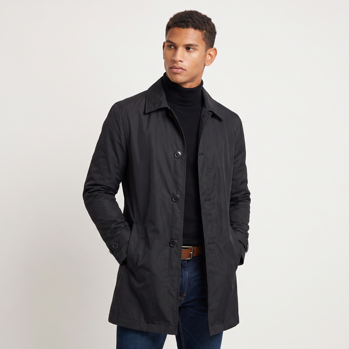 Men's Classic Mid-Length Single-Breasted Trench Coat