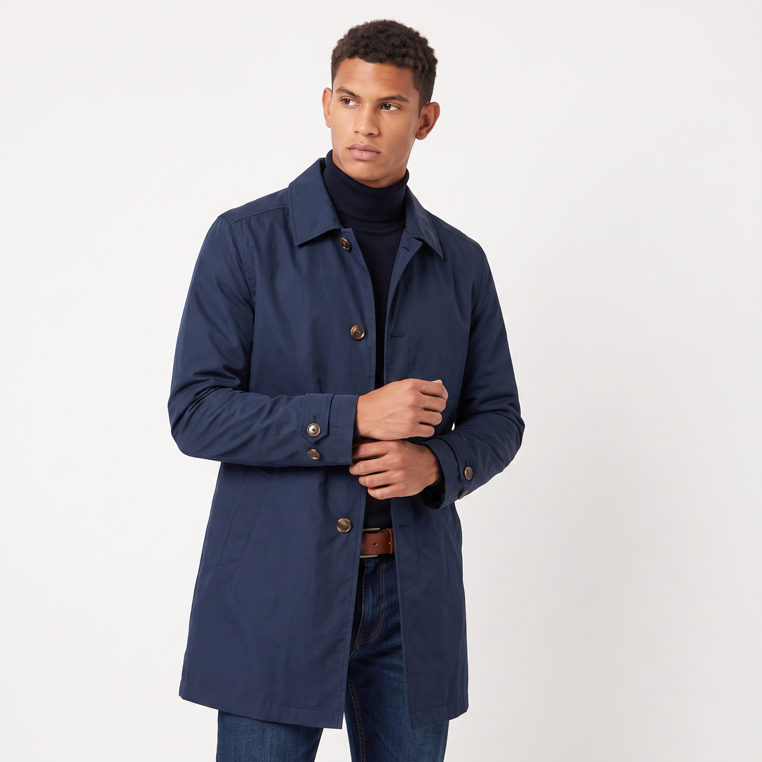 Men's Classic Mid-Length Single-Breasted Trench Coat
