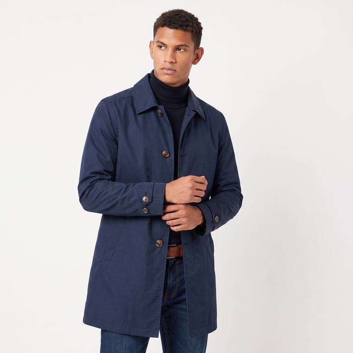 Men's Classic Mid-Length Single-Breasted Trench Coat