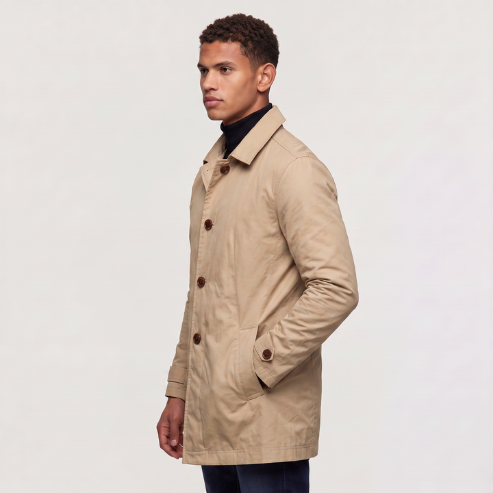 Men's Classic Mid-Length Single-Breasted Trench Coat