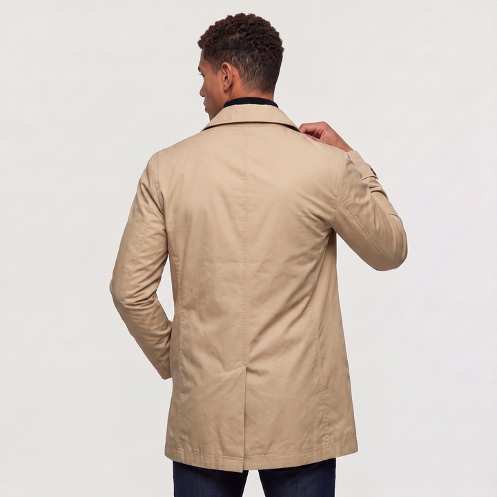 Men's Classic Mid-Length Single-Breasted Trench Coat