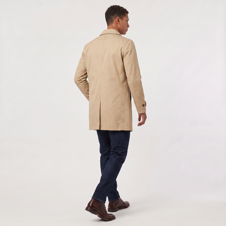 Men's Classic Mid-Length Single-Breasted Trench Coat