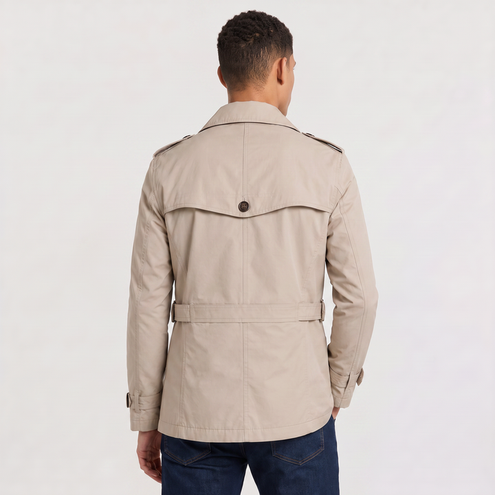 Men's Classic Double-Breasted Wool Trench Coat with Belt