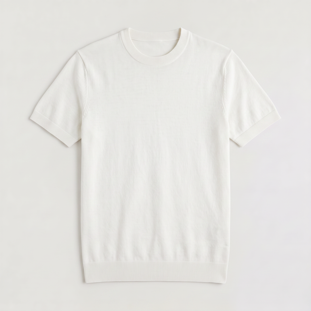 Men's Classic Fine Knit Crew Neck Short Sleeve T-Shirt