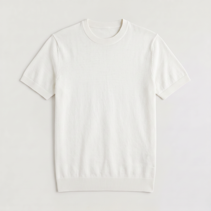 Men's Classic Fine Knit Crew Neck Short Sleeve T-Shirt