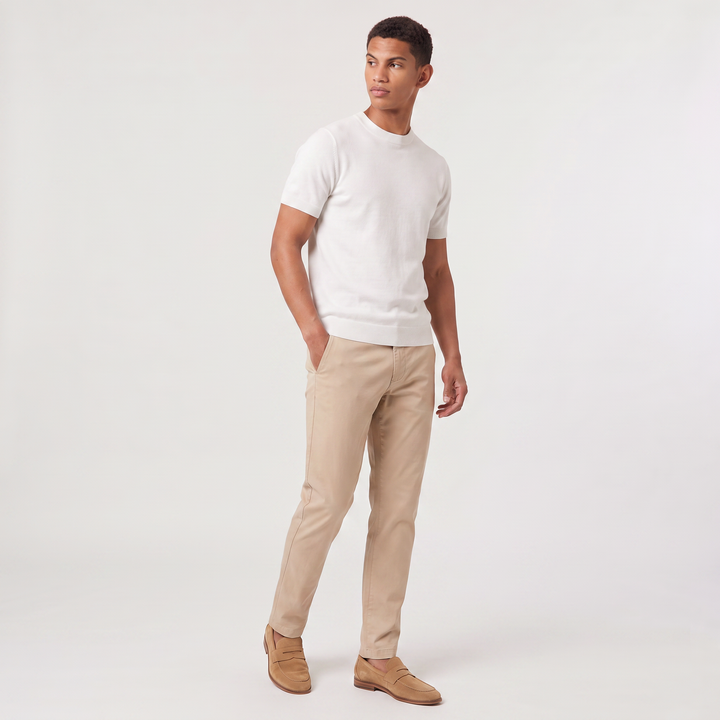 Men's Classic Fine Knit Crew Neck Short Sleeve T-Shirt