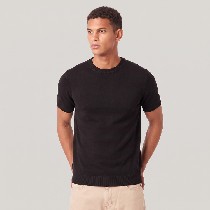 Men's Classic Fine Knit Crew Neck Short Sleeve T-Shirt