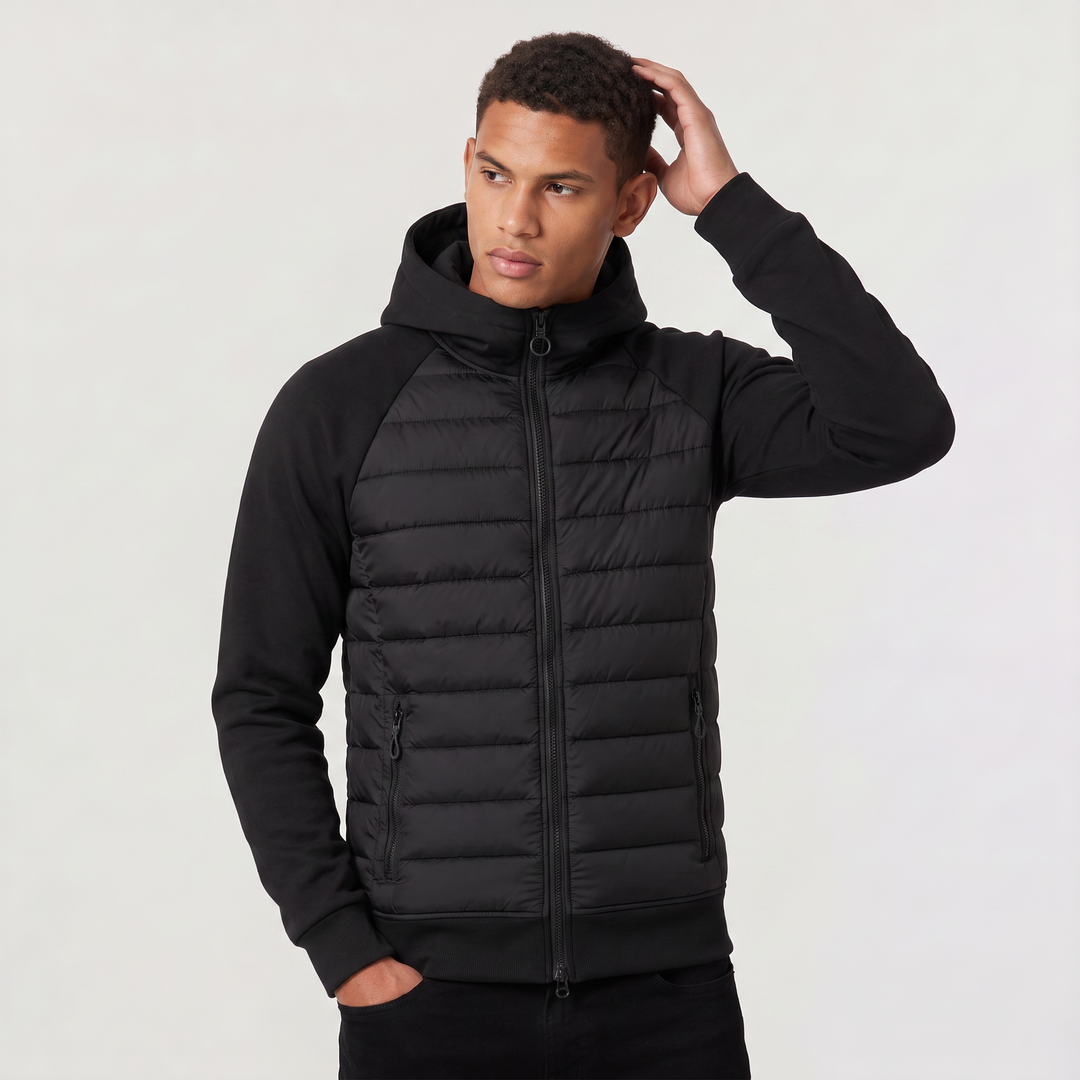 Men's Casual Quilted Hybrid Hooded Jacket