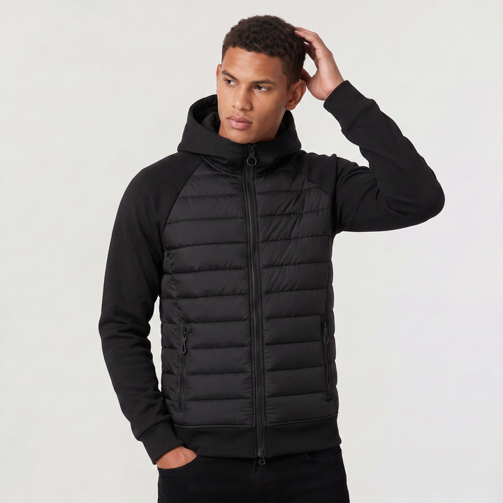 Men's Casual Quilted Hybrid Hooded Jacket