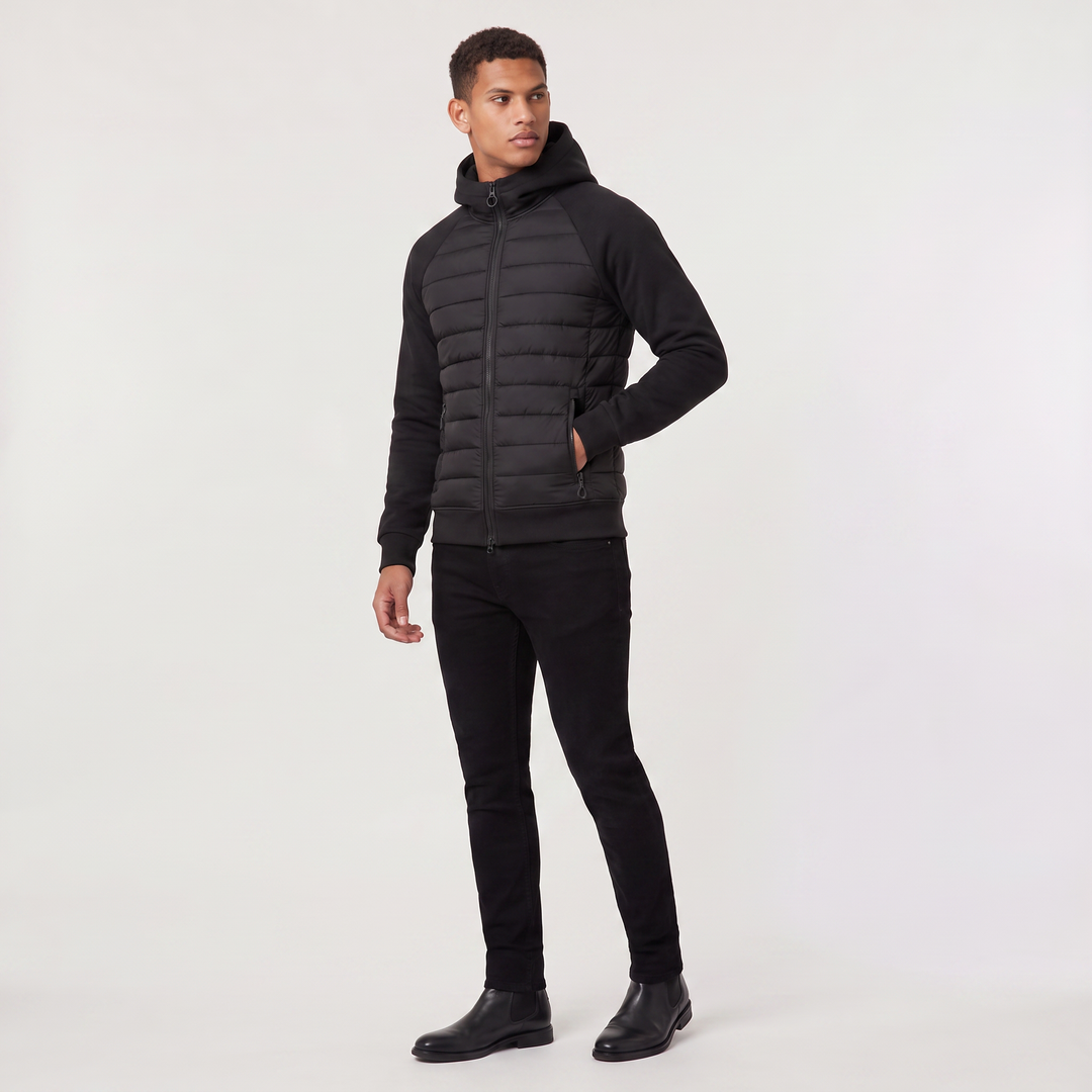 Men's Casual Quilted Hybrid Hooded Jacket
