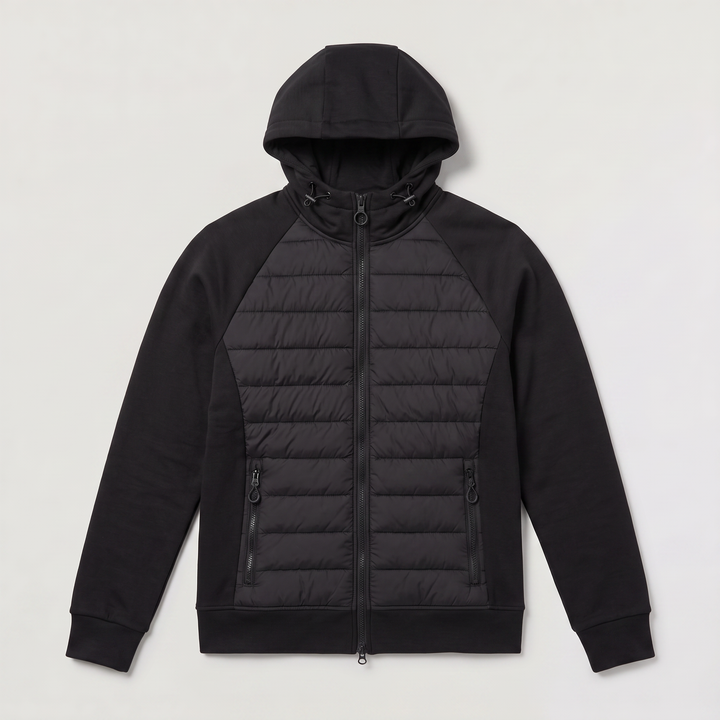 Men's Casual Quilted Hybrid Hooded Jacket