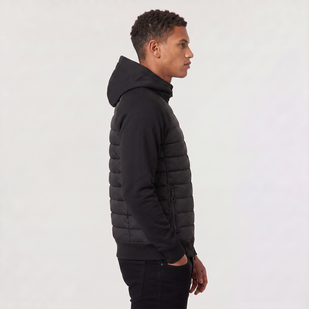Men's Casual Quilted Hybrid Hooded Jacket