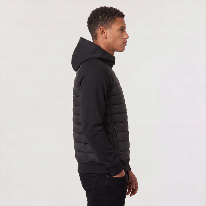 Men's Casual Quilted Hybrid Hooded Jacket
