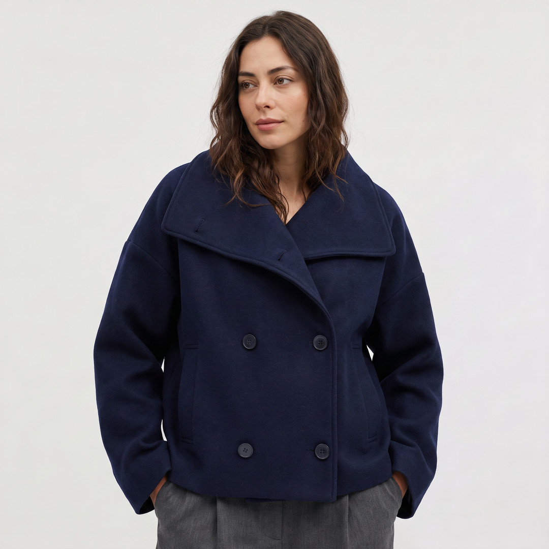 Women's Casual Double-Breasted Oversized Wool Jacket