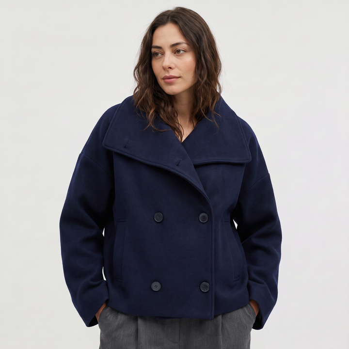 Women's Casual Double-Breasted Oversized Wool Jacket