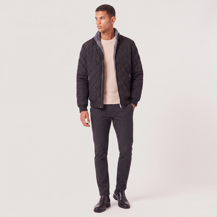 Men's Casual Quilted Fleece-Lined Relaxed Fit Jacket