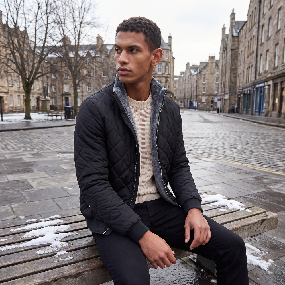 Men's Casual Quilted Fleece-Lined Relaxed Fit Jacket