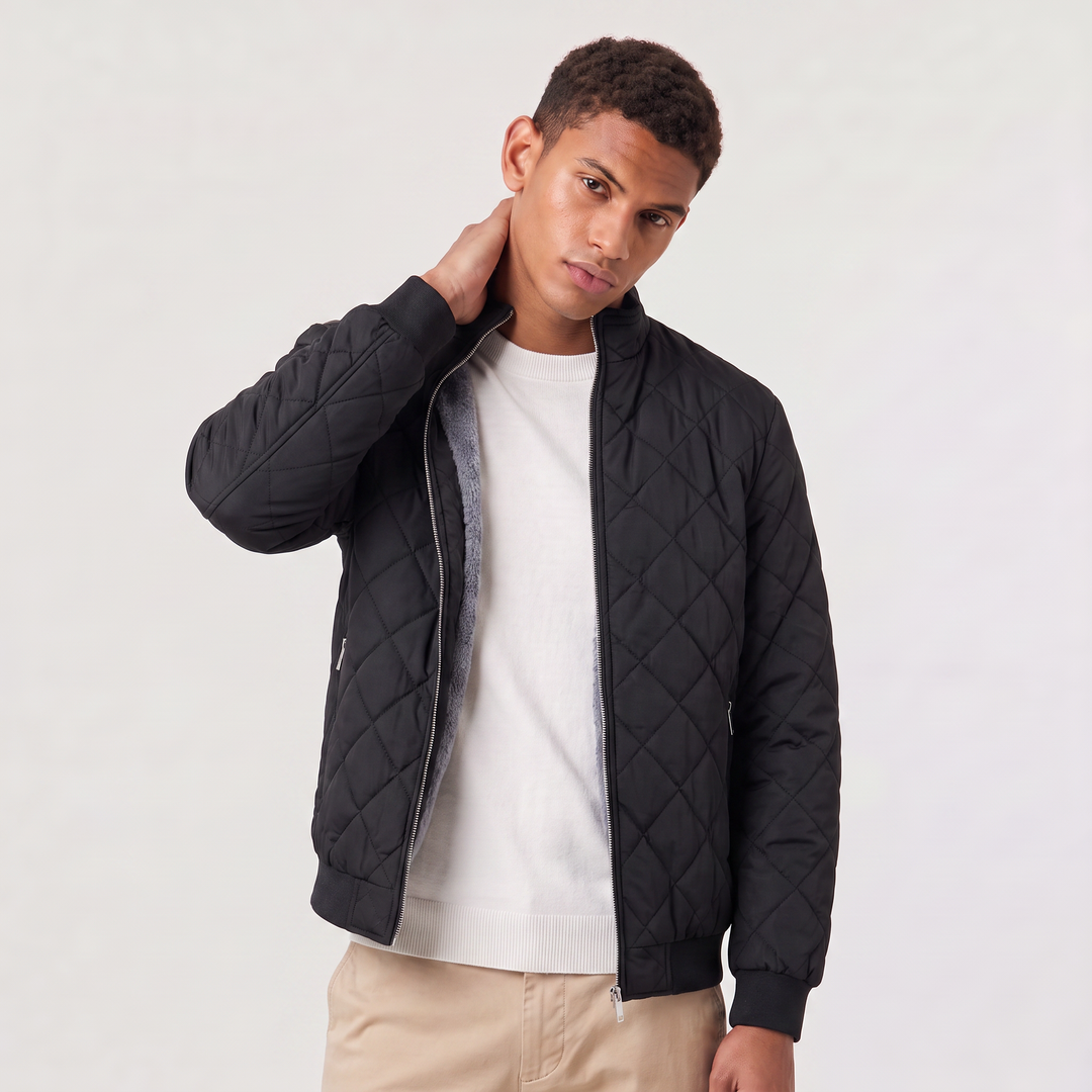 Men's Casual Quilted Fleece-Lined Relaxed Fit Jacket