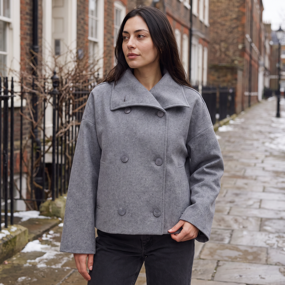 Women's Casual Double-Breasted Oversized Wool Jacket