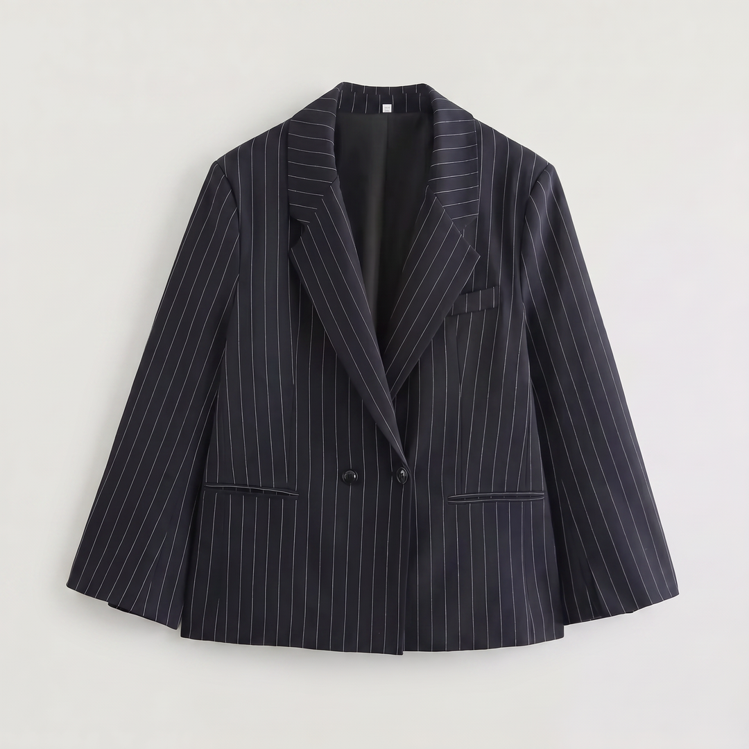 Women's Oversized Pinstripe Wool Blend Blazer