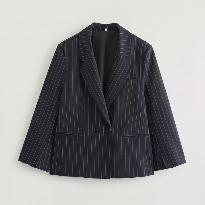 Women's Oversized Pinstripe Wool Blend Blazer