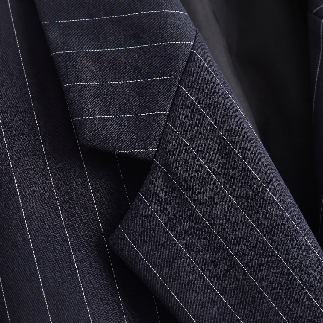 Women's Oversized Pinstripe Wool Blend Blazer