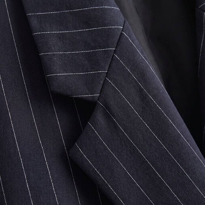 Women's Oversized Pinstripe Wool Blend Blazer