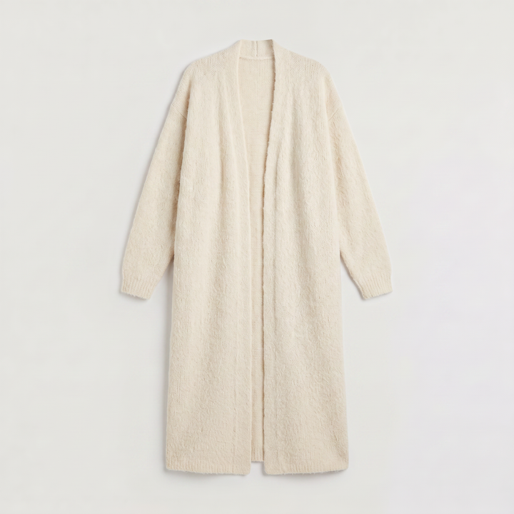 Women's Casual Fluffy Knit Longline Cardigan Open Front