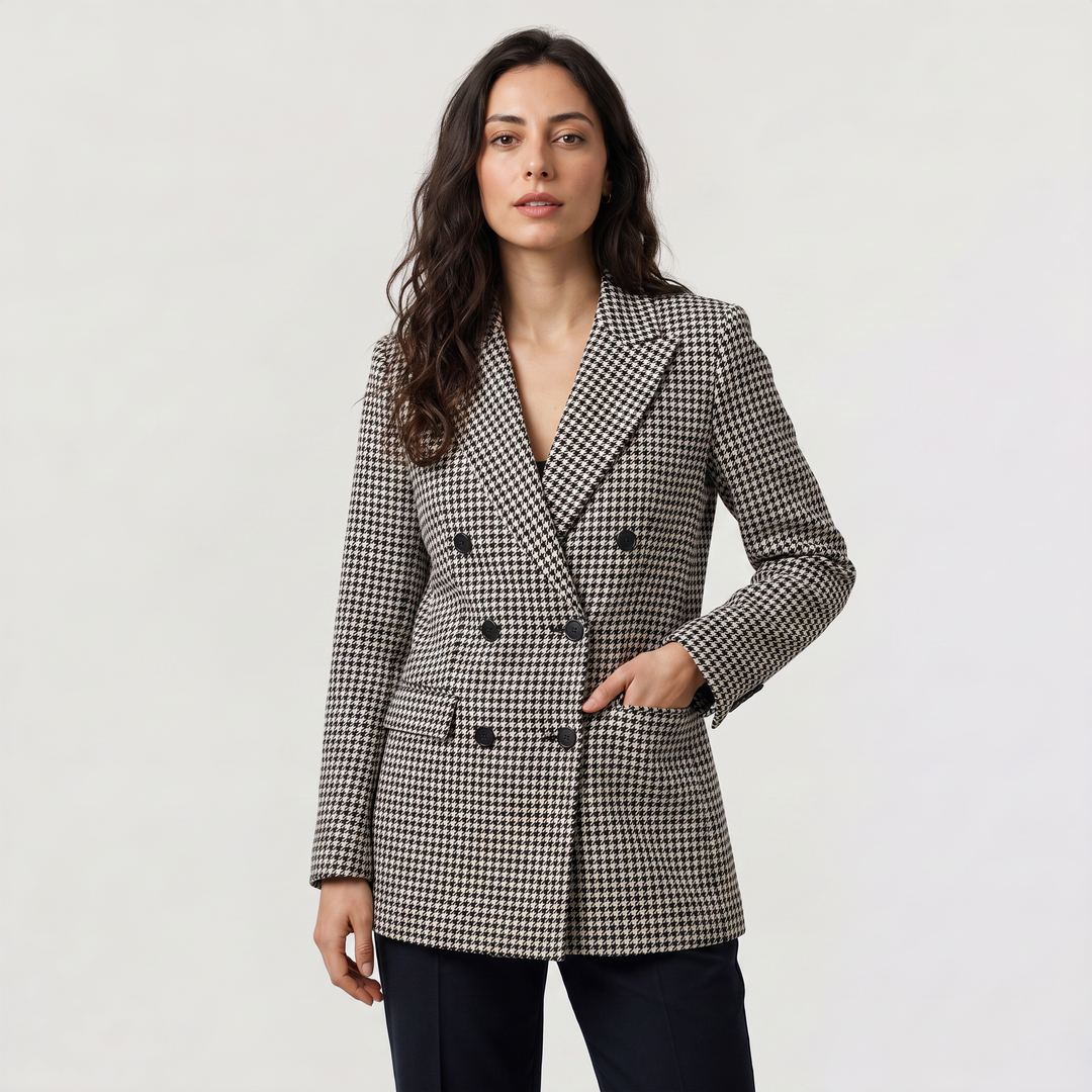 Women's Classic Wool Blend Double-Breasted Blazer