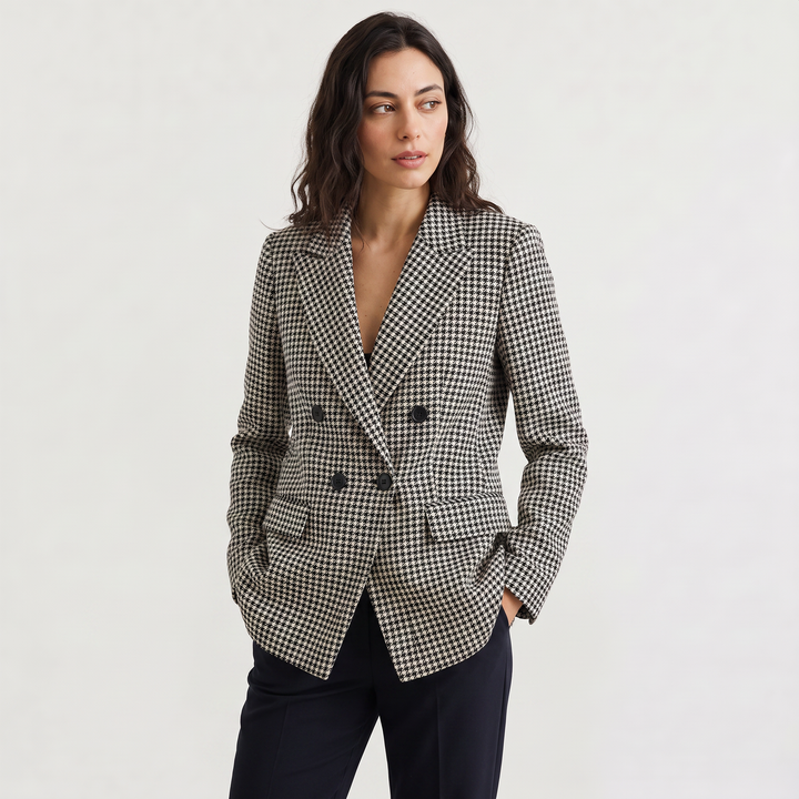 Women's Classic Wool Blend Double-Breasted Blazer
