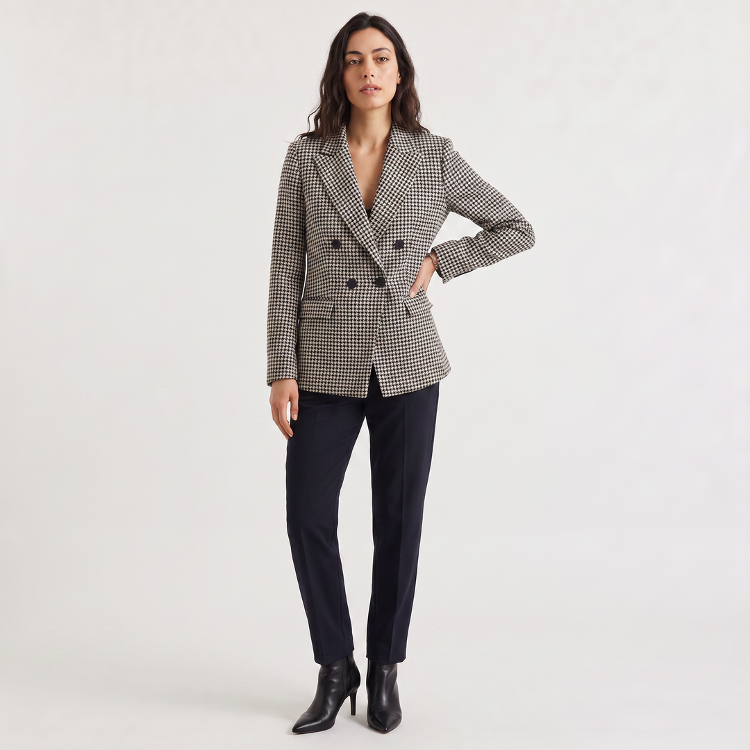 Women's Classic Wool Blend Double-Breasted Blazer