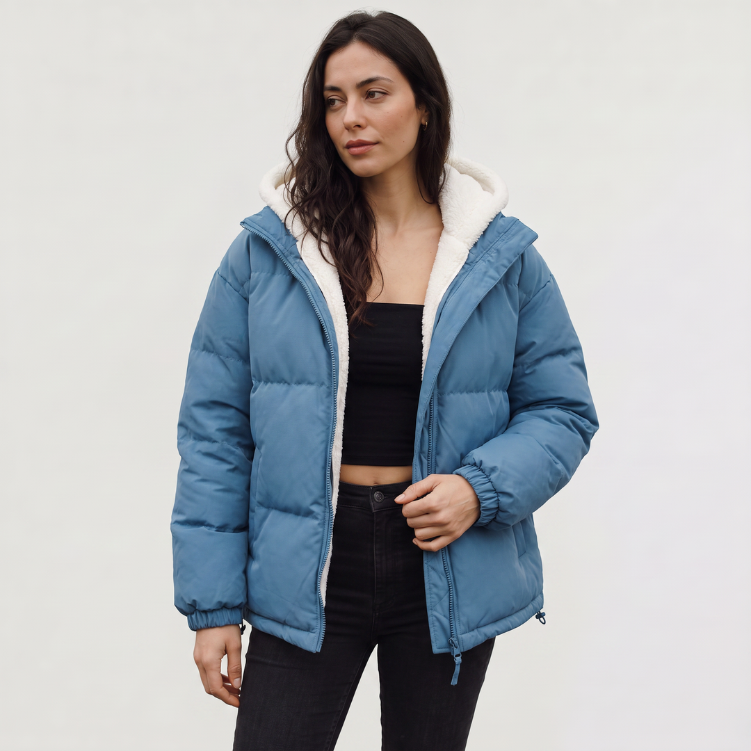 Women's Casual Sherpa-Lined Hooded Puffer Jacket