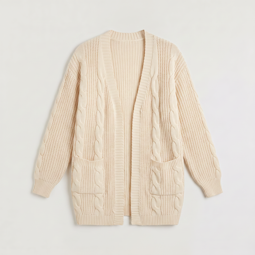 Women's Casual Oversized Cable Knit Open Front Cardigan