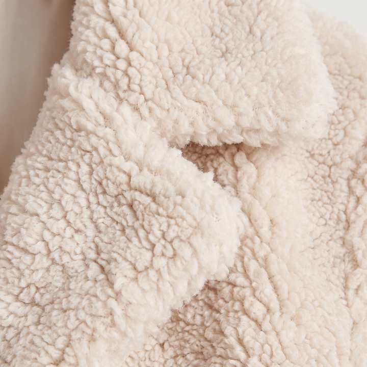 Women's Classic Wool Blend Longline Teddy Coat with Notched Collar