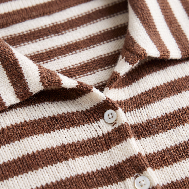Women's Casual Striped Knit Cardigan with Button Front and Collar