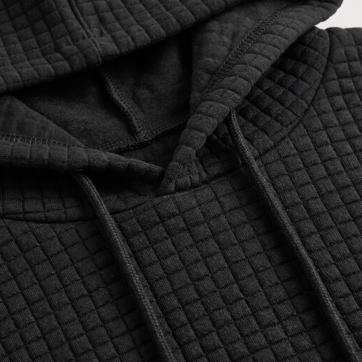 Women's Casual Quilted Drawstring Hoodie with Kangaroo Pocket