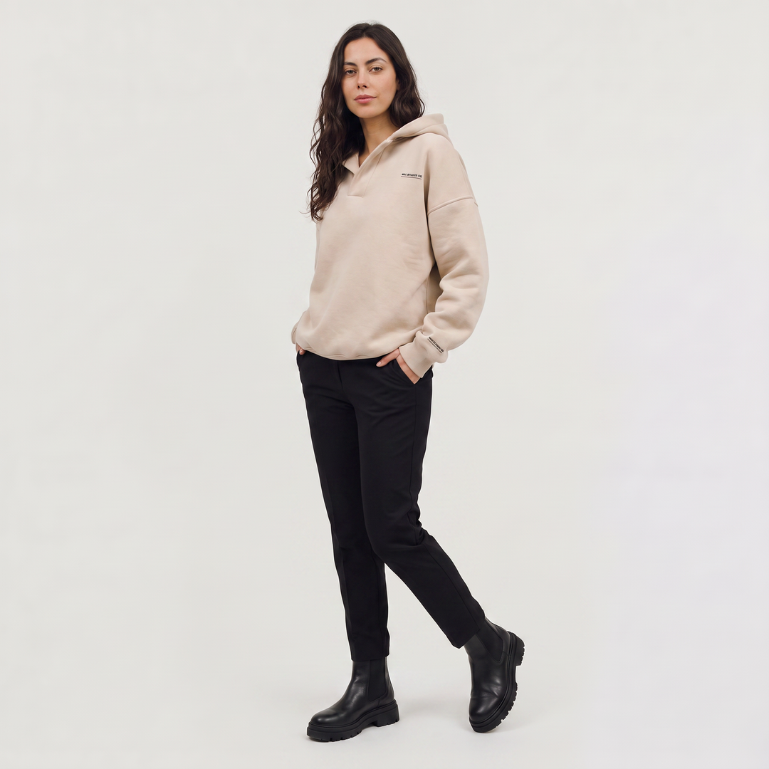 Women's Casual Oversized V-Neck Cotton Hoodie