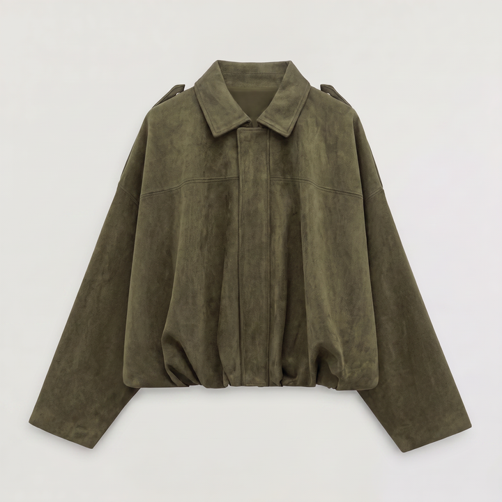 Women's Classic Faux Suede Collared Bomber Jacket